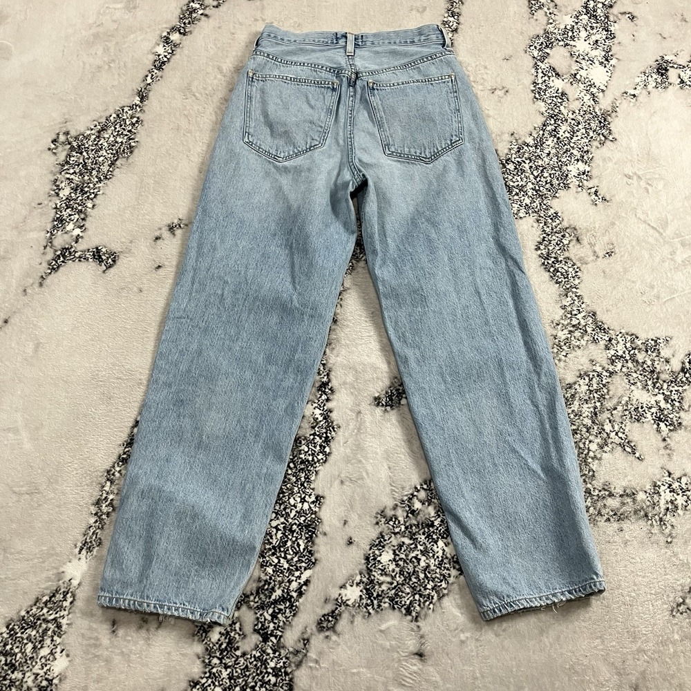 AGOLDE High Rise Straight Leg Criss Cross Jeans Size 26 Light Wash Raw‎ Hem - Picture 7 of 11